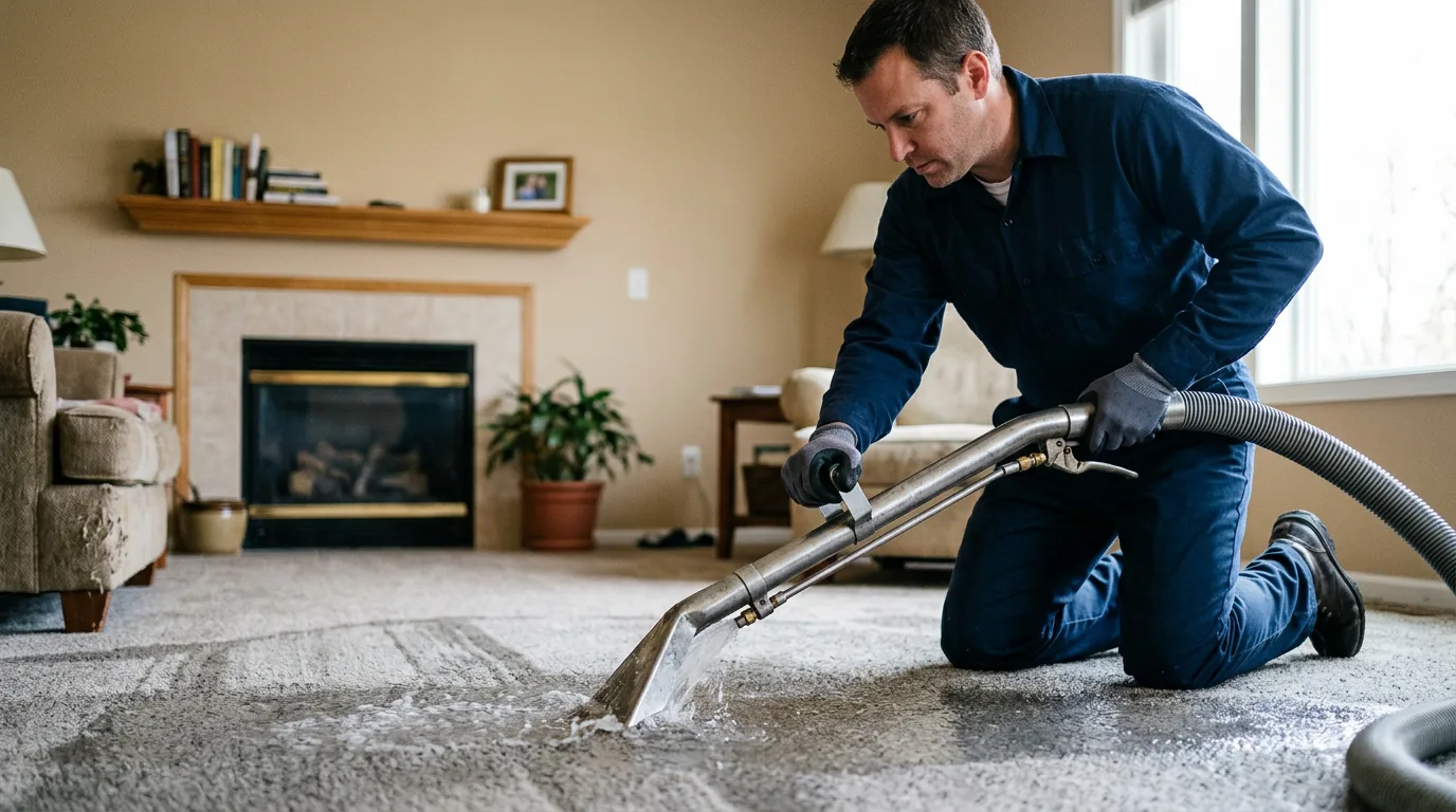 Water damage restoration technician working near Spickard, MO